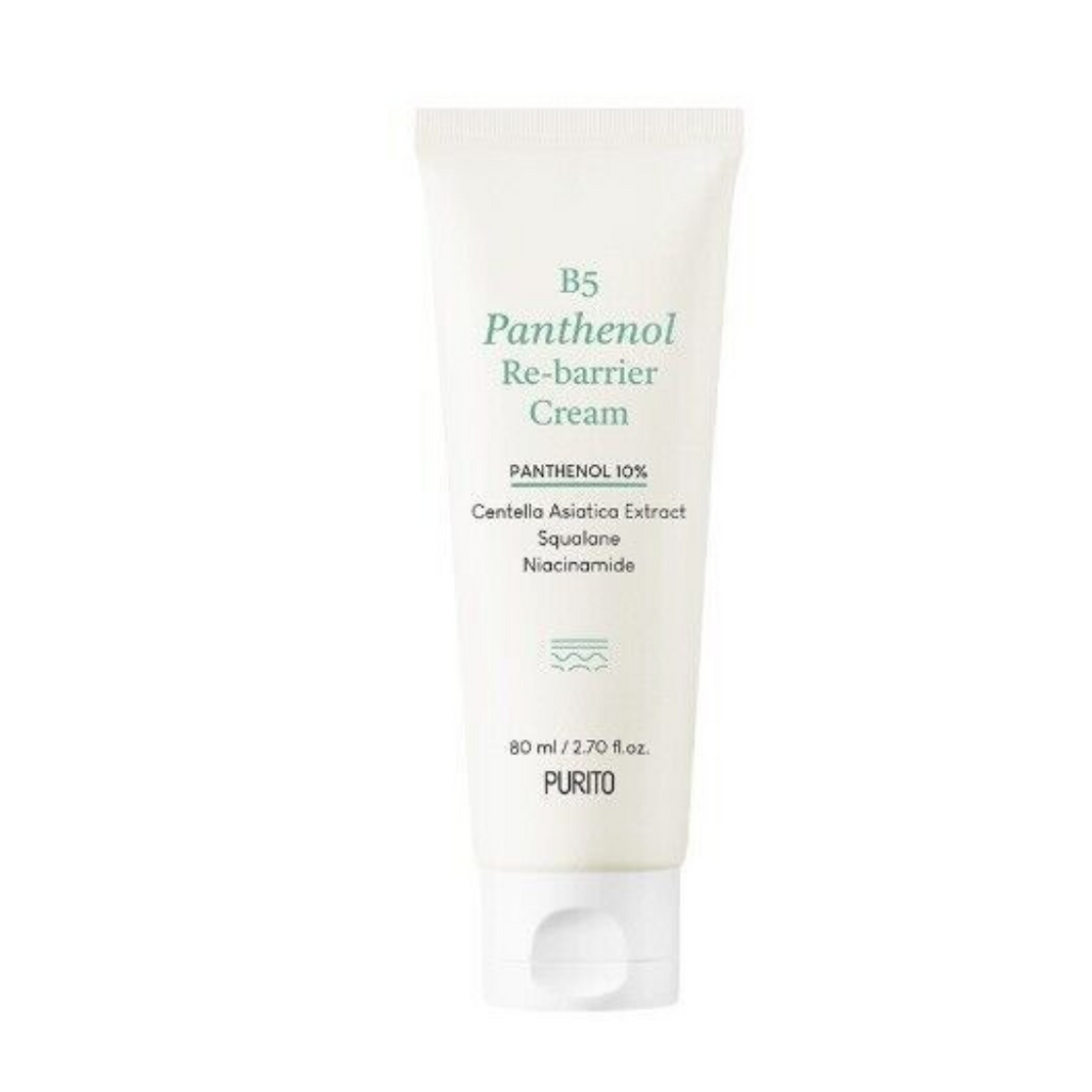 Crème Purito b5 Panthenol . Enrichie en squalane  et panthéon , elle est idéale pour restaurer votre barrière cutanée . tous les types de peaux 